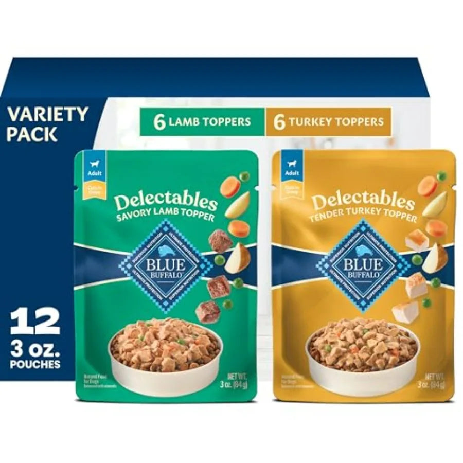 Delectables Variety Pack Natural Wet Dog Food Topper Savory Tender Cuts in Gravy with Natural Ingredients, Vitamins & Minerals