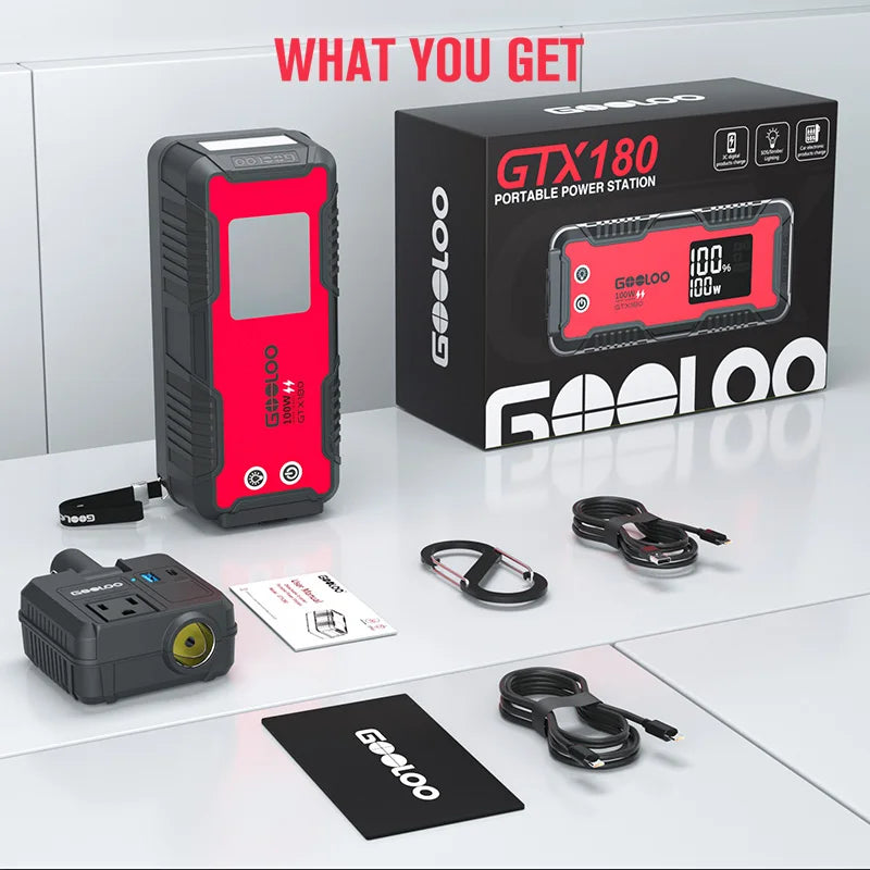 GTX180 180Wh Portable Power Station 50000mAh Power Bank Solar Generator, USB Mini Generator Portable LED Flashlight