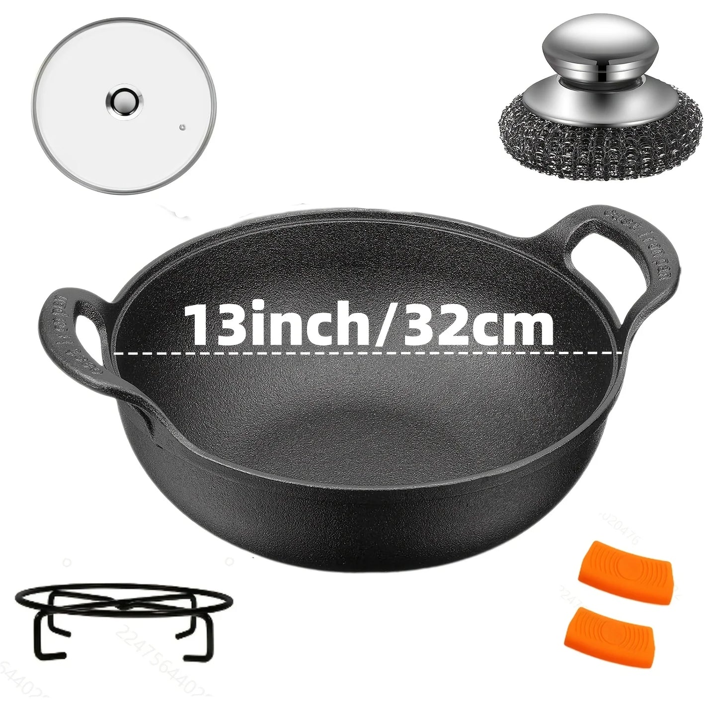 3 PCS Cast Iron Skillet Set (6/8/10 Inch)  Pre-Seasoned, Heavy-Duty Pans for Oven, Grill & Campfire, Even Heat, Non-Stick Surface