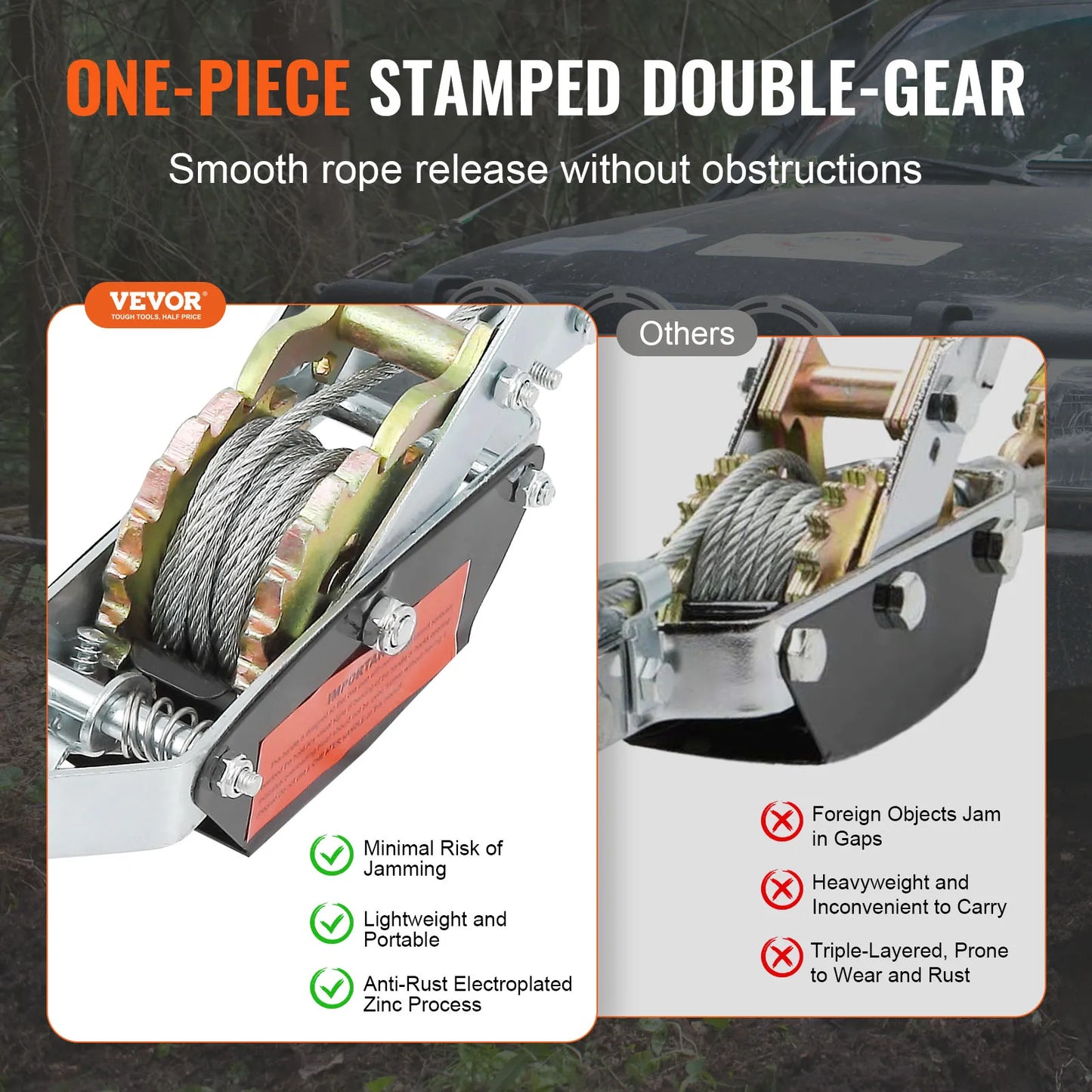 Come Along Winch 2/4/5 Ton Pulling Capacity Heavy Duty Ratchet Automotive Hoist Power Cable Puller for Vehicle Rescue
