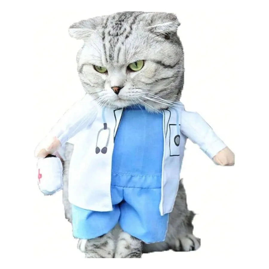 【New style】Dog Cat Doctor Costume, Funny Pet Doctor Halloween Costumes For Small Dogs Cats Puppy, Cosplay Party Dog Jeans Cloth