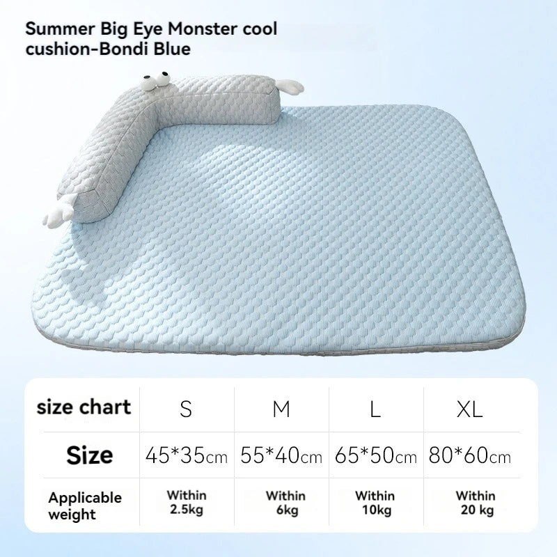 Dog Cool Mat Big-Eyed Monster Breathable and Absorbent Mat Summer Cooling Sleeping Washable Pad Cool Nest for Cats Dogs