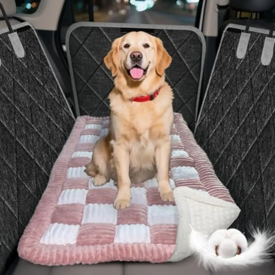 Dog Car Seat Cover 600D Heavy Duty Waterproof Pet Back Seat Extender with Hard Bottom Nonslip Scratch Proof Dog Hammock Machine