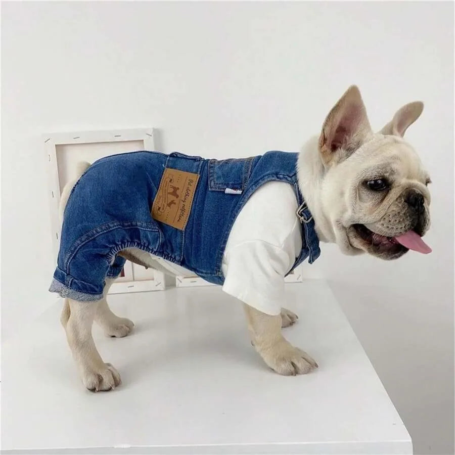 1 Piece of Dog Denim Shirts Puppy Jean Jacket Sling Jumpsuit Costumes Pet Jeans Overalls Dog Pants Outfit