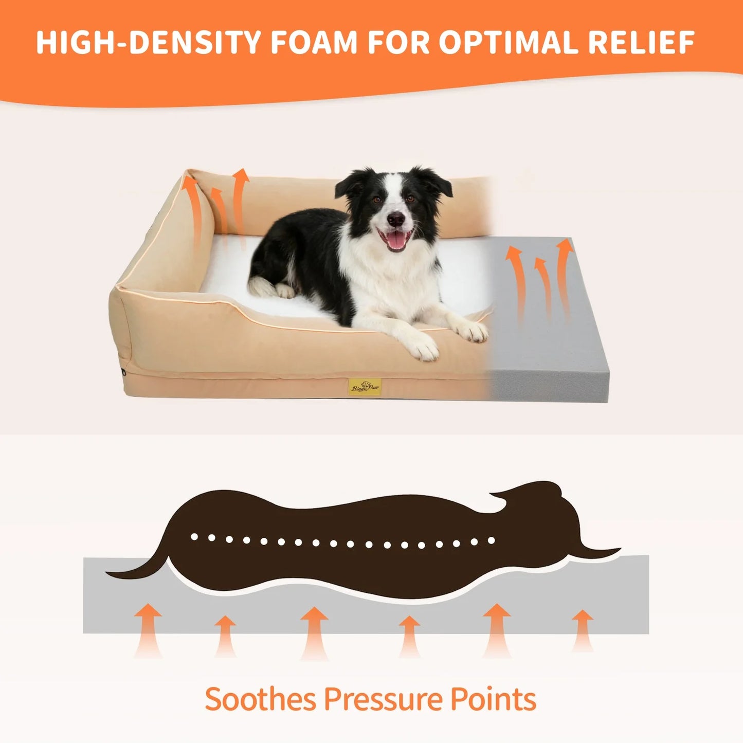 M/L/XL/2XL/3XL Orthopedic Dog Beds Oxford Bolster Foam Base Pet Dogs Couch Sofa Lounger Bed Waterproof Lining Removable Cover
