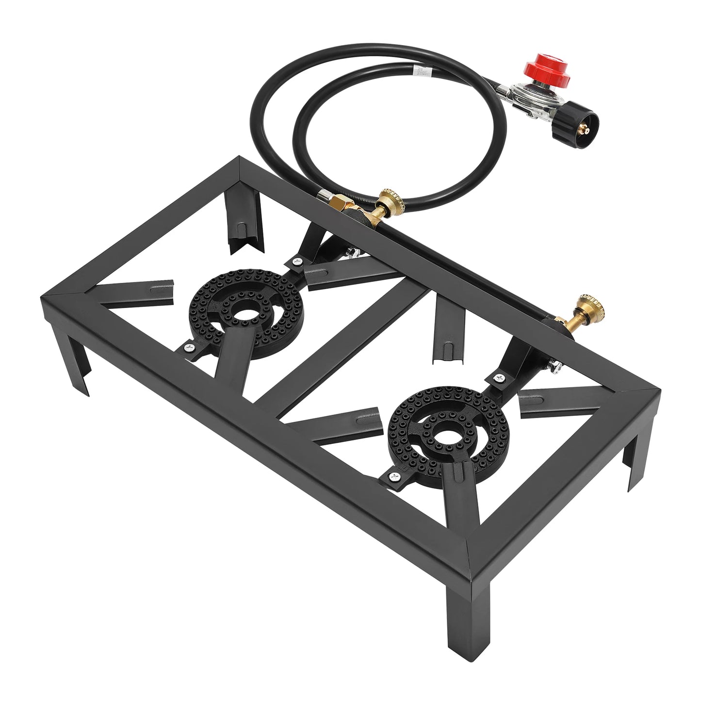 8000W Portable Double Burner Outdoor Gas Stove Propane Cooker with Adjustable 0-10Psi Regulator Hose for Patio Camping, BBQs