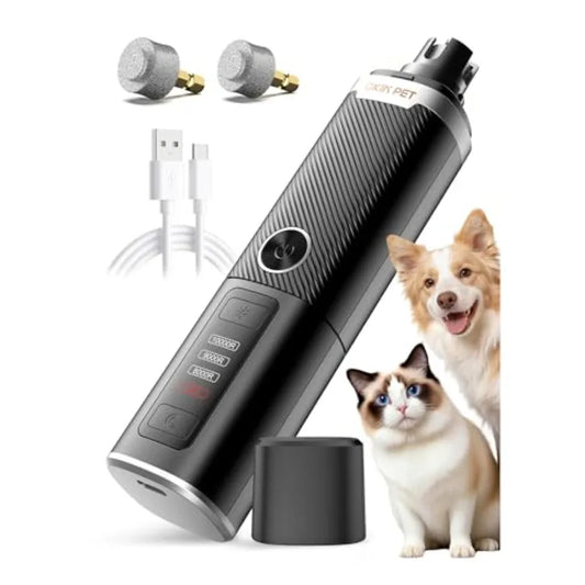Dog Nail Grinder, Quiet Electric Dog Nail Trimmer with 2 LED Lights, 3-Speed Pet Nail Grinder for Dogs Cats, Rechargeable 2000m