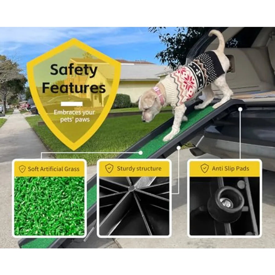 Pet Ramp for Dogs and Cats Foldable Portable Dog Ramp with Non-Slip Surface Lightweight Travel Ramp for Cars SUVs Beds