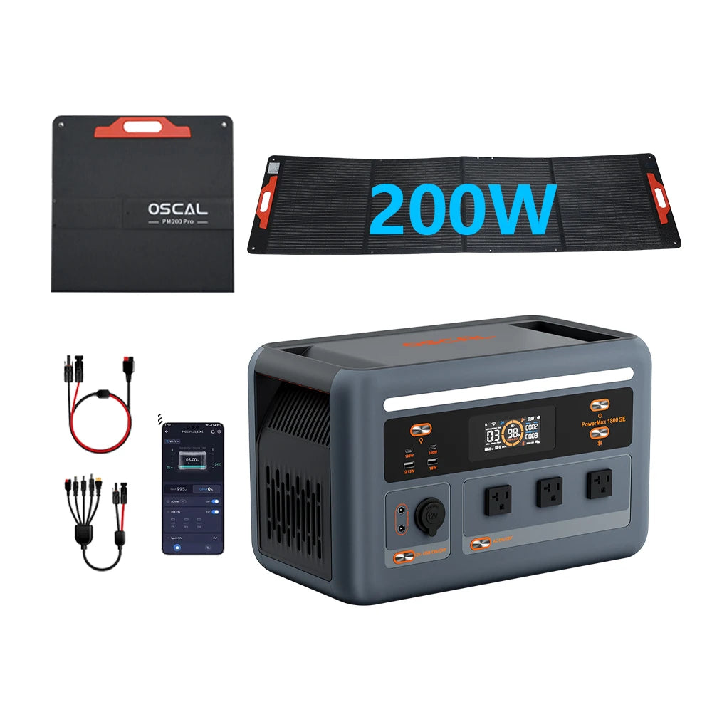 1024Wh LiFePO4 Portable Power Station 1800W Continuous 3600W Surge 1H Fast Charge UPS Solar Generator APP Control for Home Hurricane Camping RV（PowerMax 1800）