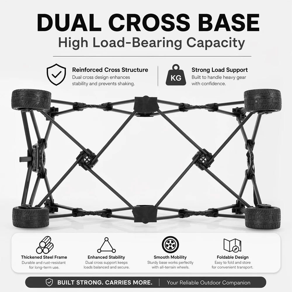 Heavy-Duty Folding Beach Cart - 680 LBS Capacity, LargeAll-Terrain Sand Wheels, Cup Holder, 360° Maneuverability -Ideal for Camping, Gardening, Outdoor Sports Equipment Transport