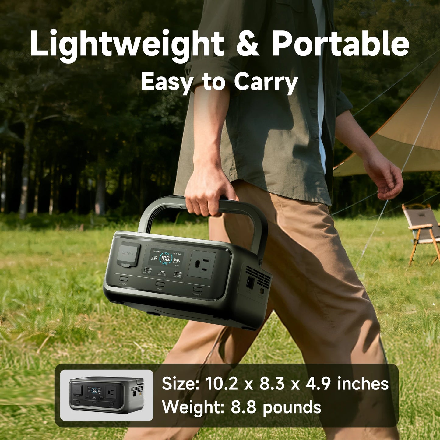 VOLIX P300 Portable Power Station 256Wh LiFePO4 Battery 300W (Peak 600W) AC Output for Outdoor Camping Travel Home Use
