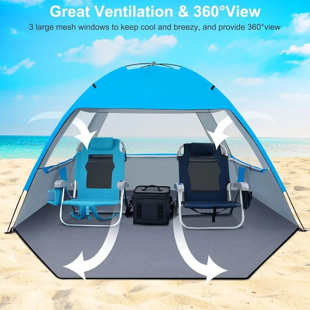 Portable UV-Protected Beach Tent for 3-10 People, Lightweight & Easy Setup Shade Cabana