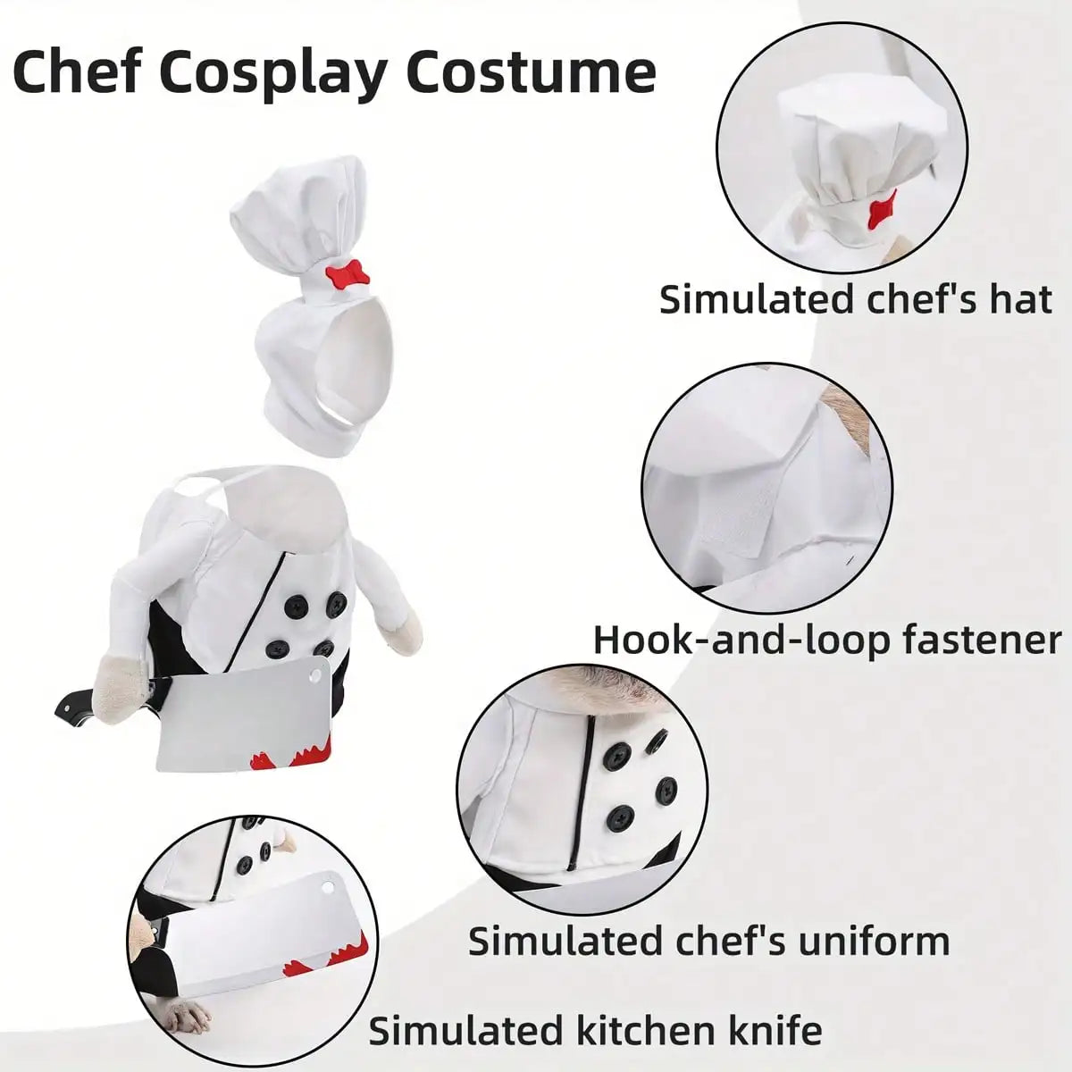 Dog Halloween Costumes, Dog Chef Costume Chef Hat Clothes Funny Holiday Clothes Outfit