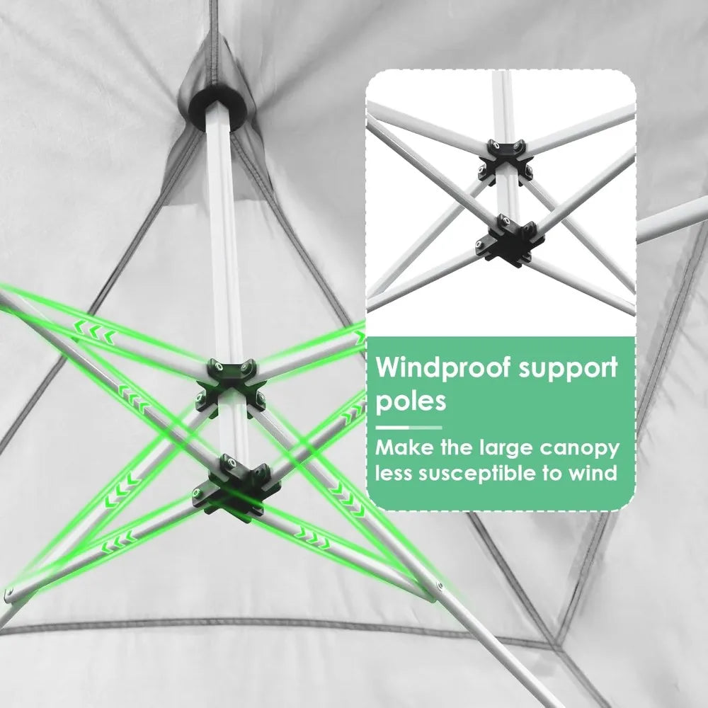 10'×20' Pop Up Canopy, Large Wedding Commercial Instant Tent Carport, Party Easy Up Sun Shelter with Windows & Sidewalls, Carry Bag