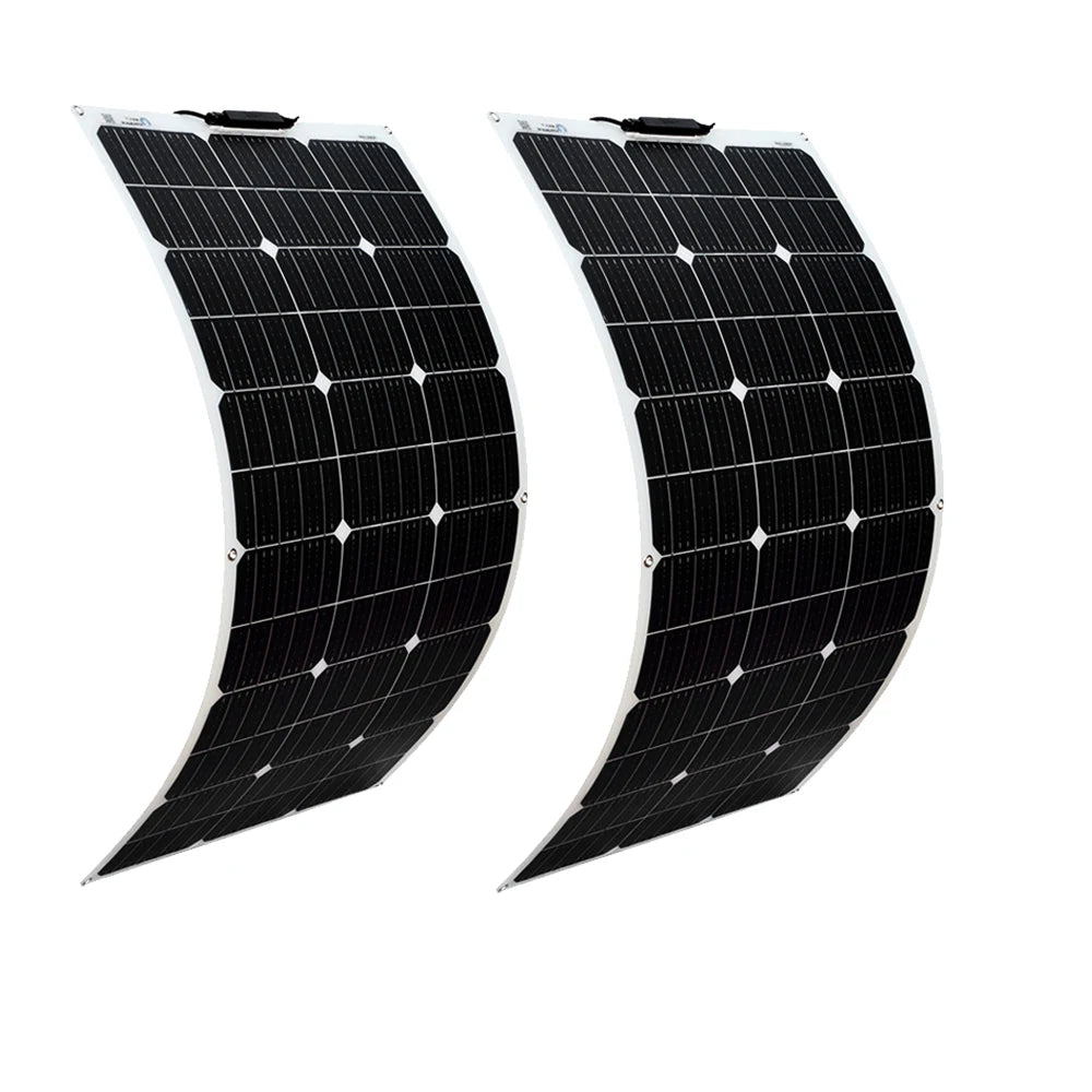 200W Solar Panels 100W Solar Panel 12V Solar Panel Kit 300W Flexible Solar Battery for RV Boat Cabin Tent Car Trailer Battery
