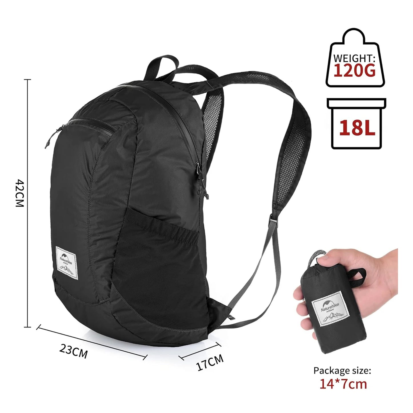 18L Silicone Folding Backpack Lightweight Portable Waterproof Bag Women/Men Bag Outdoor Hiking Shoulder Skin Bags