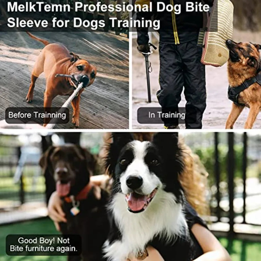 Dog Bite Training Set Dog Bite Sleeve Arm with Whip Agitation Stick, Professional Dogs Agility Training Equipment Protection