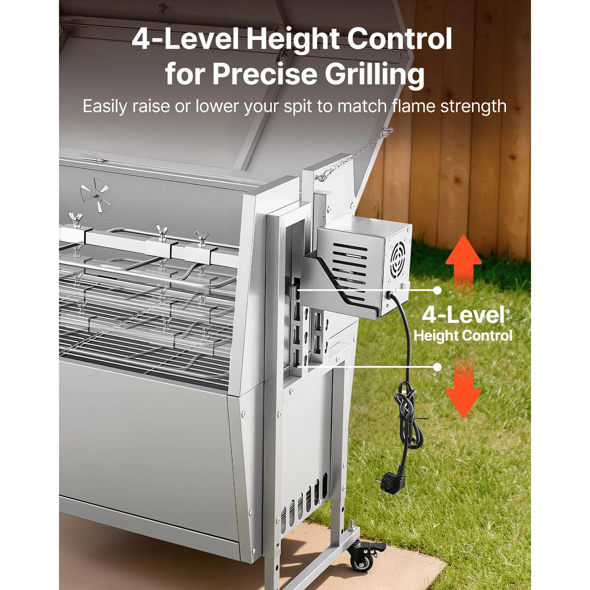 46/52inch Rotisserie Grill Stainless Steel Rotisserie Grill Kit BBQ Outdoor Pig & Lamb Spit Roaster Charcoal Spit Roast