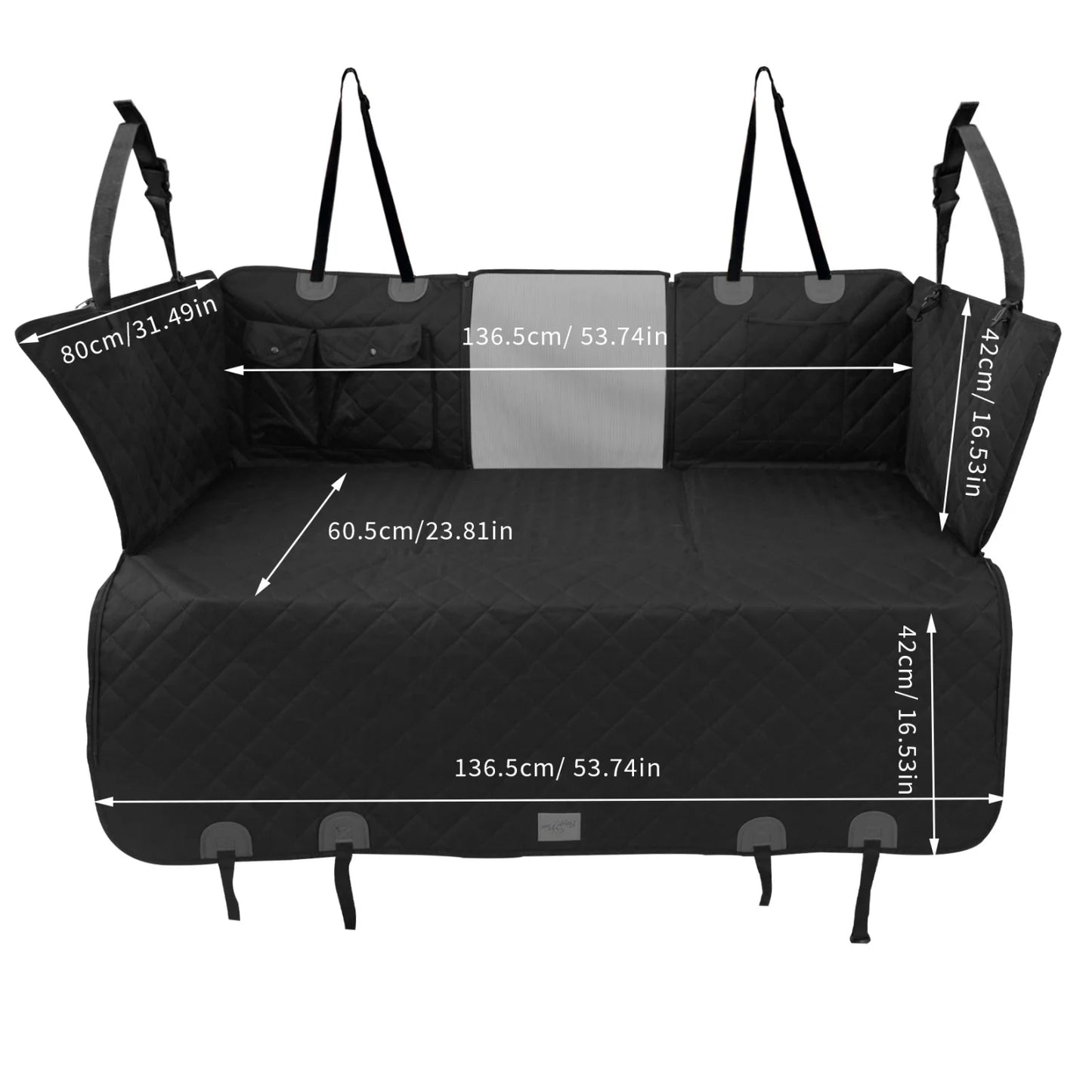 Large Dog Car Seat Cover Back Seat Extender Backseat Protection for Cars with Pockets Hard Bottom Waterproof Scratch-Proof Dog Hammock