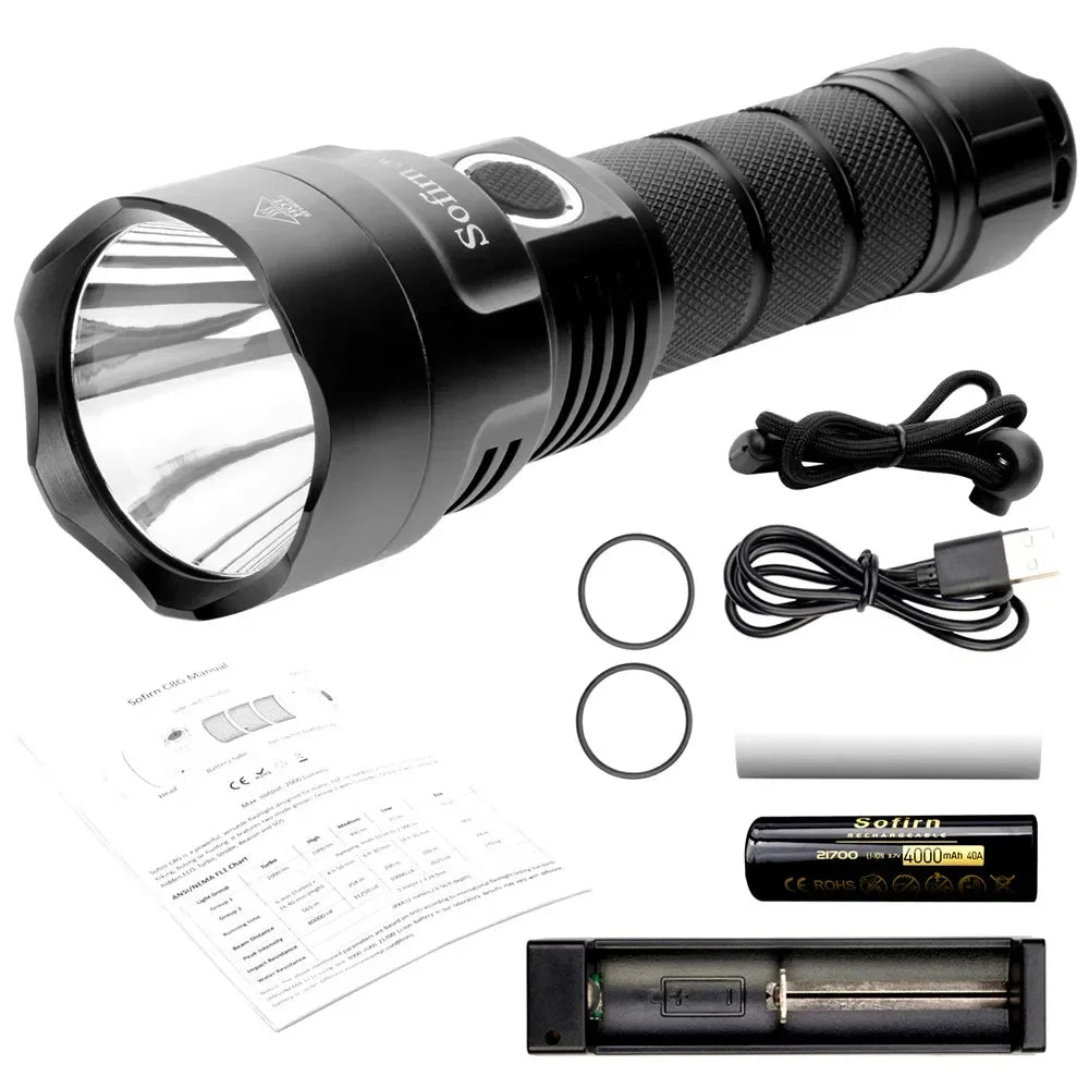 C8G SST40 Powerful LED Flashlight 21700 With Power Indicator Lantern 18650 Torch 2 Groups Ramping SOS Beacon Outdoor