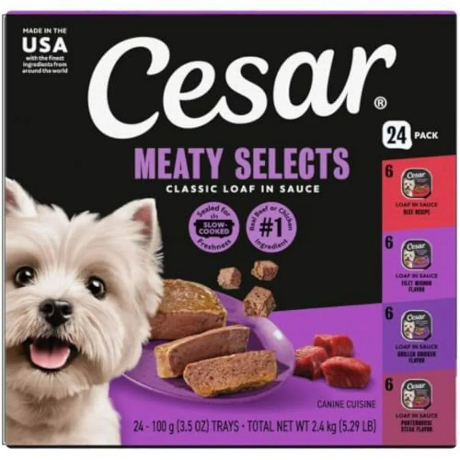 Classic Loaf in Sauce Wet Dog Food, Beef Recipe, Filet Mign Flavor, Grilled Chicken Flavor, and Porterhouse Steak Flavor, 3.5 oz.