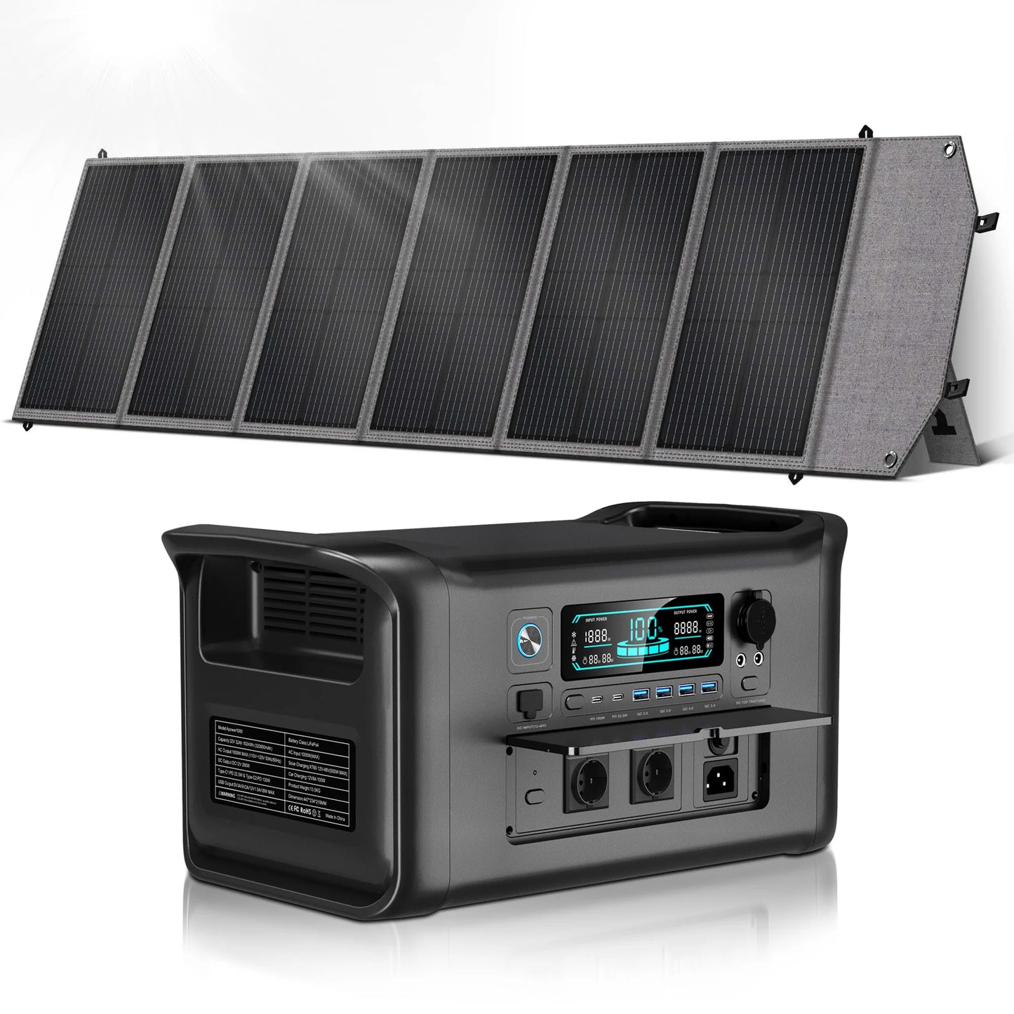 RV Camping AP1000 AP2000 1800W/2400W Solar Generator  Portable Mobile Power Station 200W Solar Panels Portable Foldable
