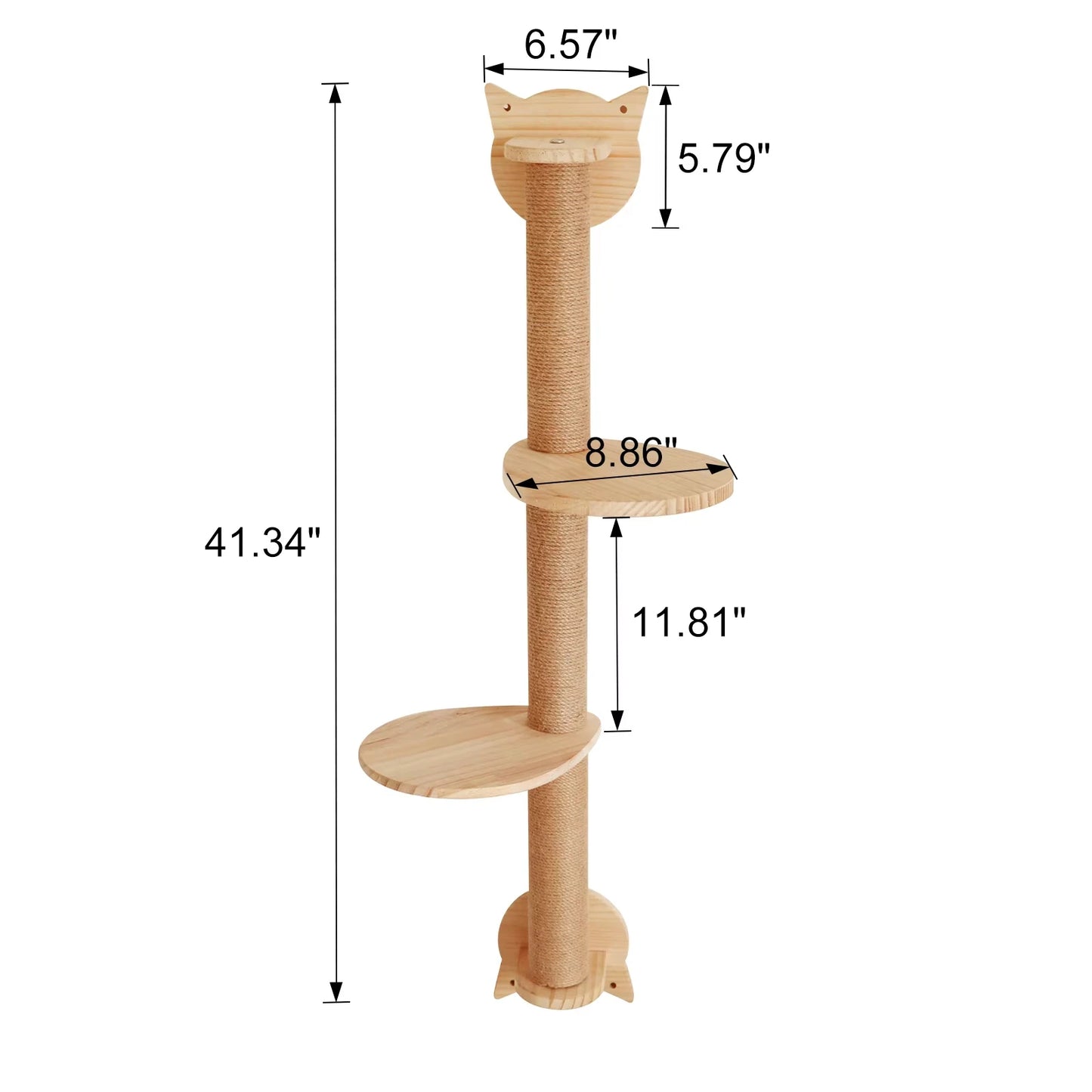 41" Cat Tree With Scratching Posts 2 Perches Platforms Wall Mounted Sisal Scratcher Hammock For Cats Kittens Climb Play Rest