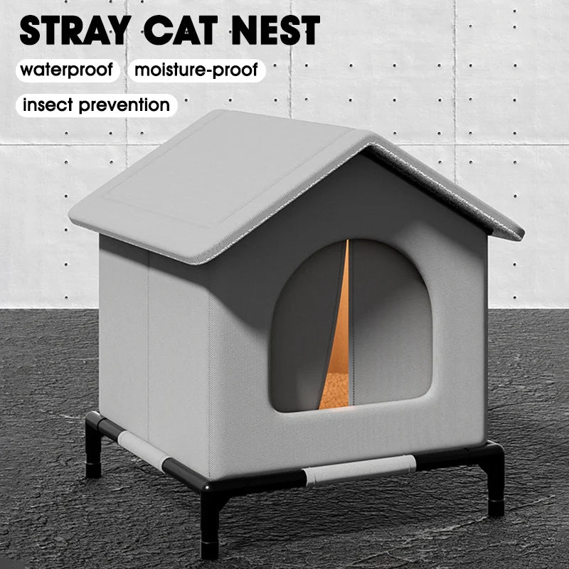 Waterproof Outdoor Cat Shelter Stray Cat Dog House Insulated Animals Cave Cold Weather Nest Foldable Small Dog Puppy Supplies