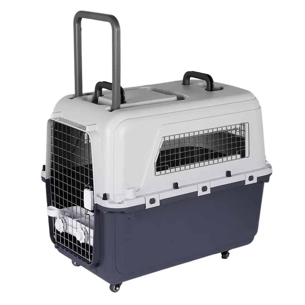 Heavy Duty Airline Travel Flight Carrier Length 33"/Width 21.6"/Height 25.2" with Handle & Metal Door Cats Pet Travel Carrier