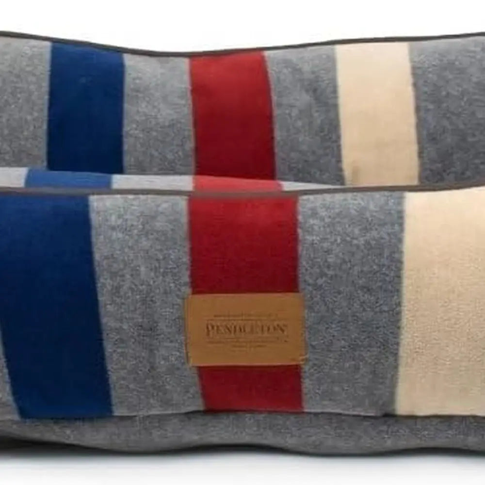 XL Cabin Stripe Gray Fleece Cuddler Dog Bed