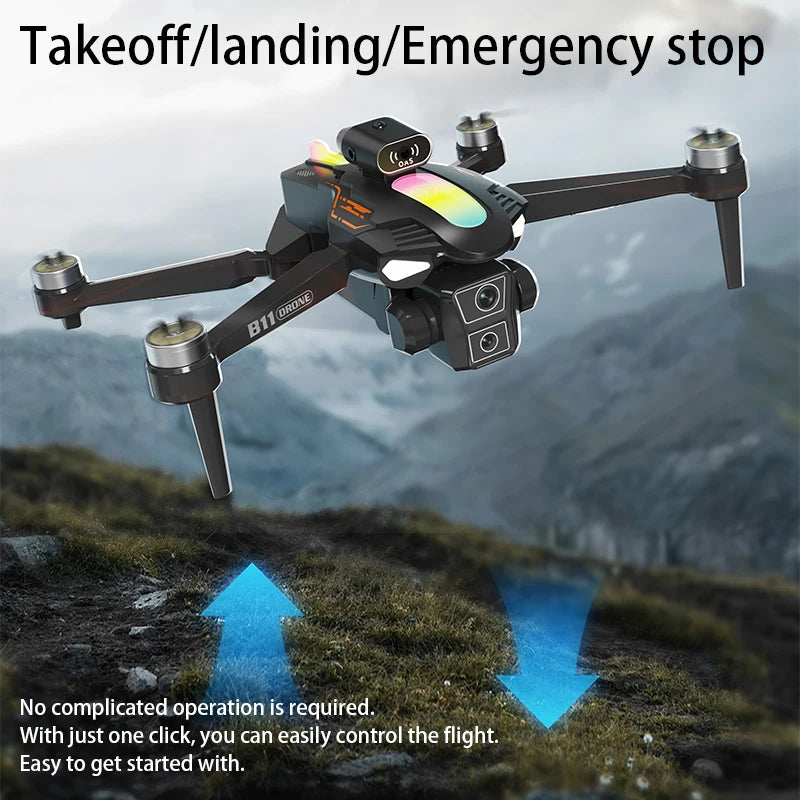 2026 B11 Pro WiFi FPV Drone - Dual 4K/1080P Camera, Wide-Angle HD, Altitude Hold, Foldable Quadcopter RC Helicopter Toy