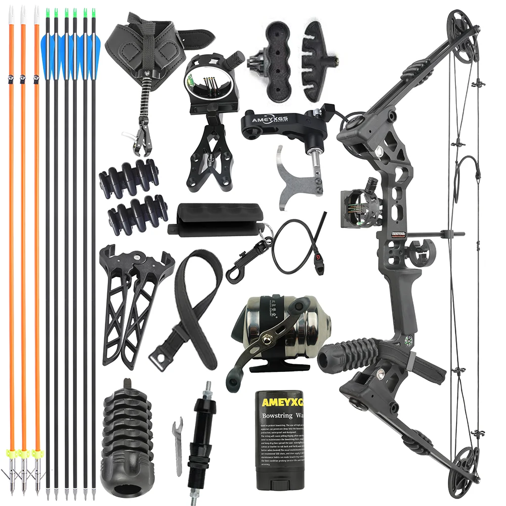 Compound Bow Set 20-70 lbs Adjustable 320FPS 80% Let-off RH LH for Hunting Target Shooting Archery Practice Use