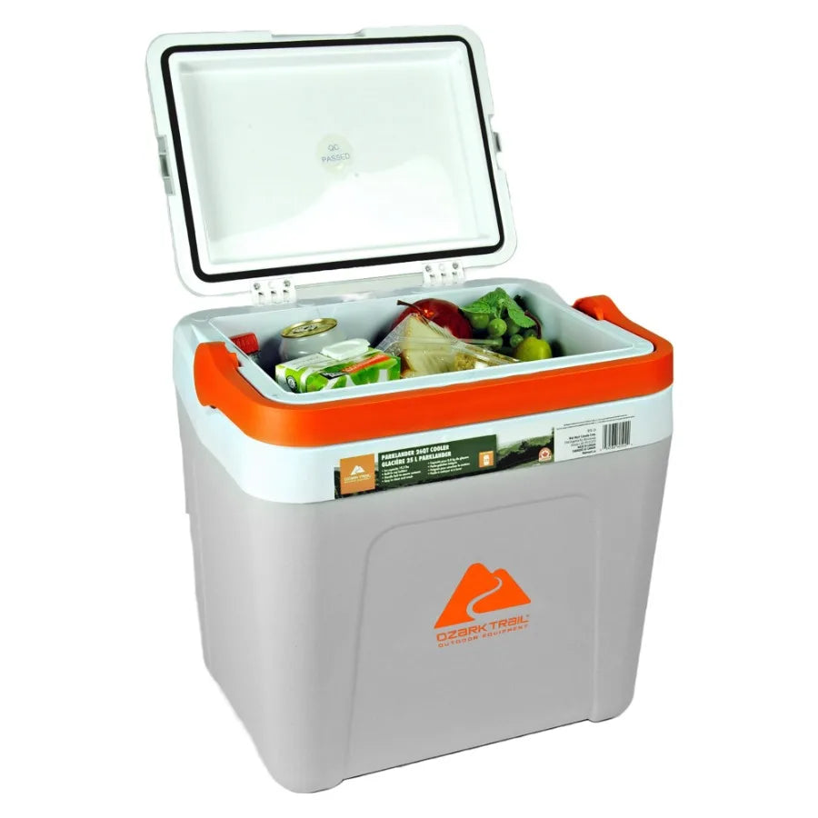 Ice Chest, 25L 26 QT Cooler for Outdoor Camping and Tailgating, Rotomolded Polyethylene, Black, Crush-Proof
