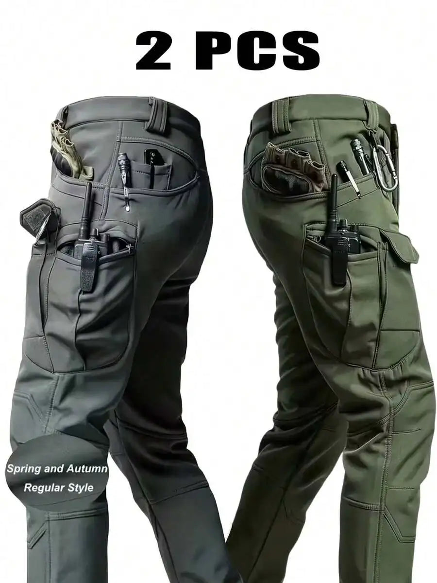 2-Pack Men’s Tactical Cargo Pants With 9 Utility Pockets For Hiking, Camping, Fishing And Outdoor Use