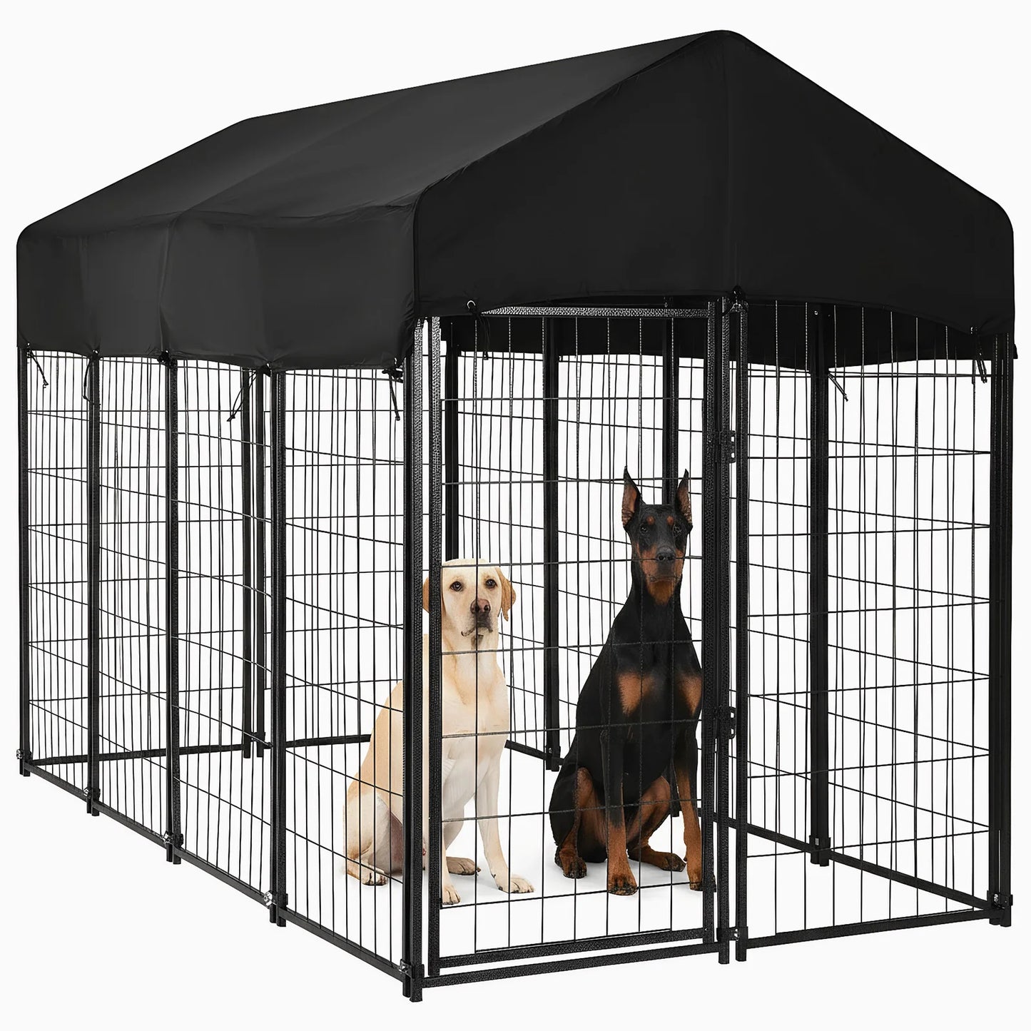 Outdoor Secure Wire Crate Kennel Steel Material Outdoor Dogs Welded Wire Kennels Waterproof Tarpaulin for Medium Small Dogs