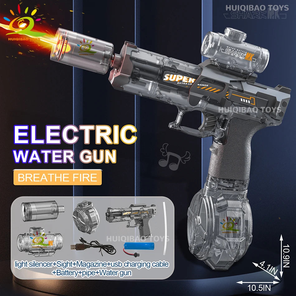 Electric Pulse Water Gun Simulated Flame Sensor Light Fully Automatic Fights Toy Water Pistol Outdoor Beach Toys Adult