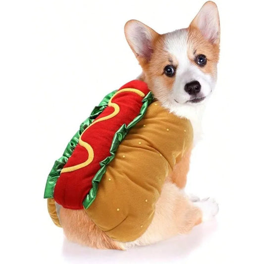 【New style】Funny Hot Dog Design Pet Costumes - Halloween Pet Apparel Warm Hoodie For Dogs And Cats, Pet Cosplay Outfit Uniform