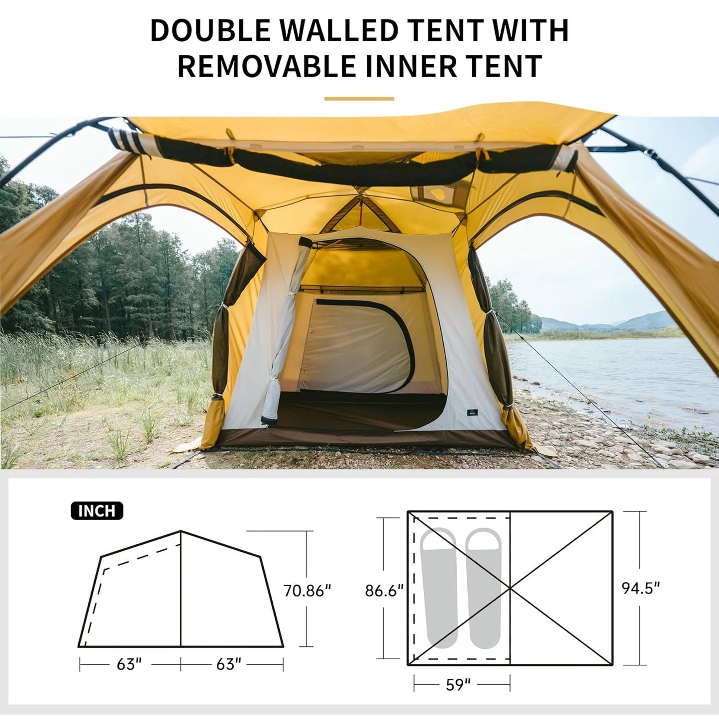 Dune 7.6 Camping Tent 4 Season for 2-4 Persons Waterproof Windproof 1 Room 1 Hall Family Travel Outdoor Large Tent