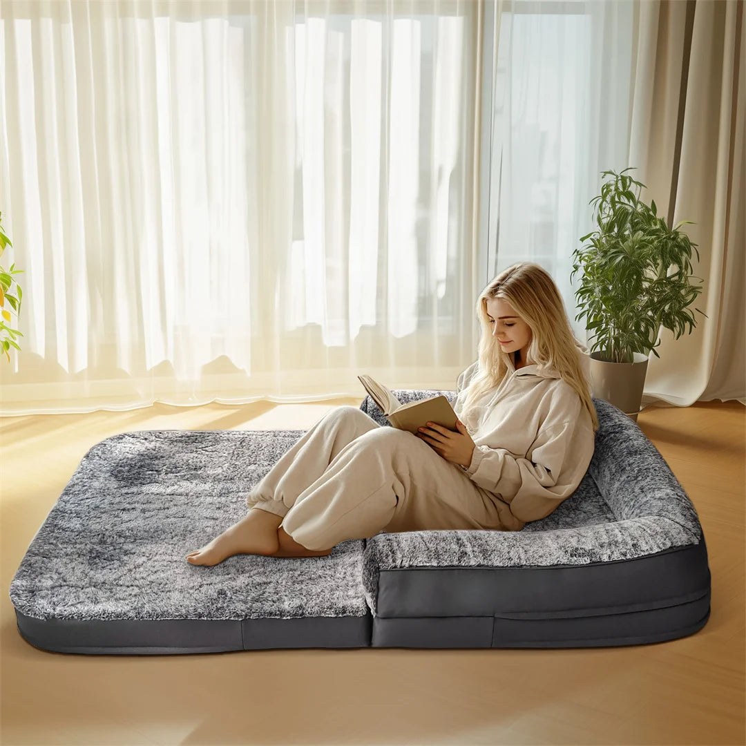 180cm Long Human-Size Giant Dog Bed Calming Pet Dog Bed Plush Cover Orthopedic Sponge Base with Foldable Design for Winter, Keep Warm