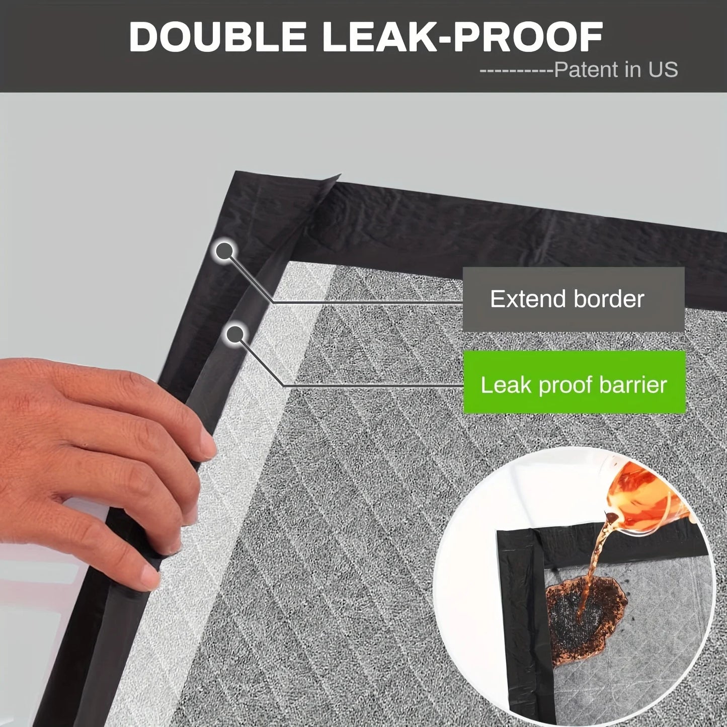 22" Pee Pads for Dogs, Activated Charcoal, 50pcs, Powerful Odor Absorbent, 6 Layers Of Protection, Instantly Absorbent, 100% Lea