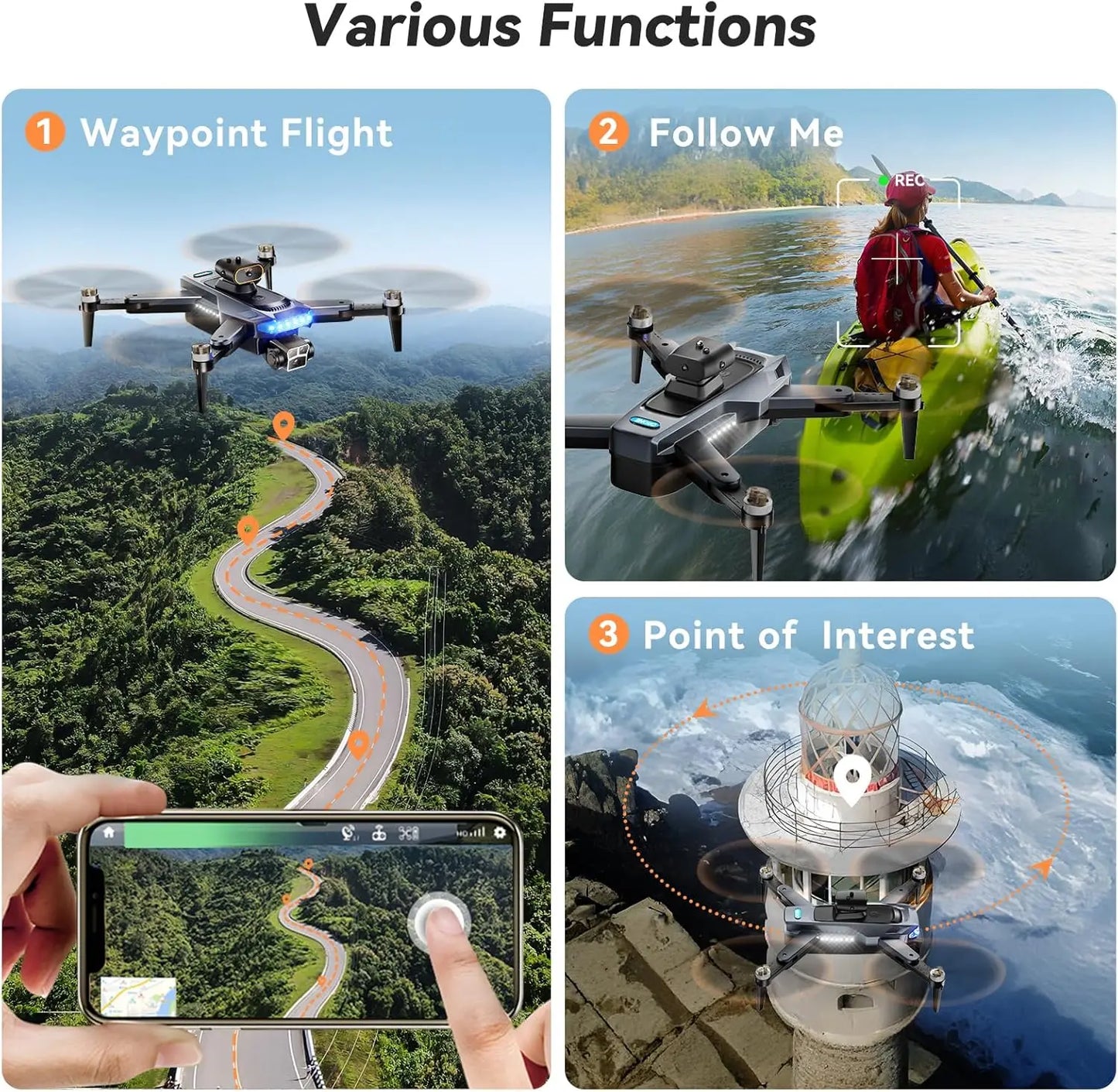 4K GPS Drone with Auto Return & Follow Me, Under 249g Foldable Quadcopter for Adults and Beginners (Age 14+, Black)