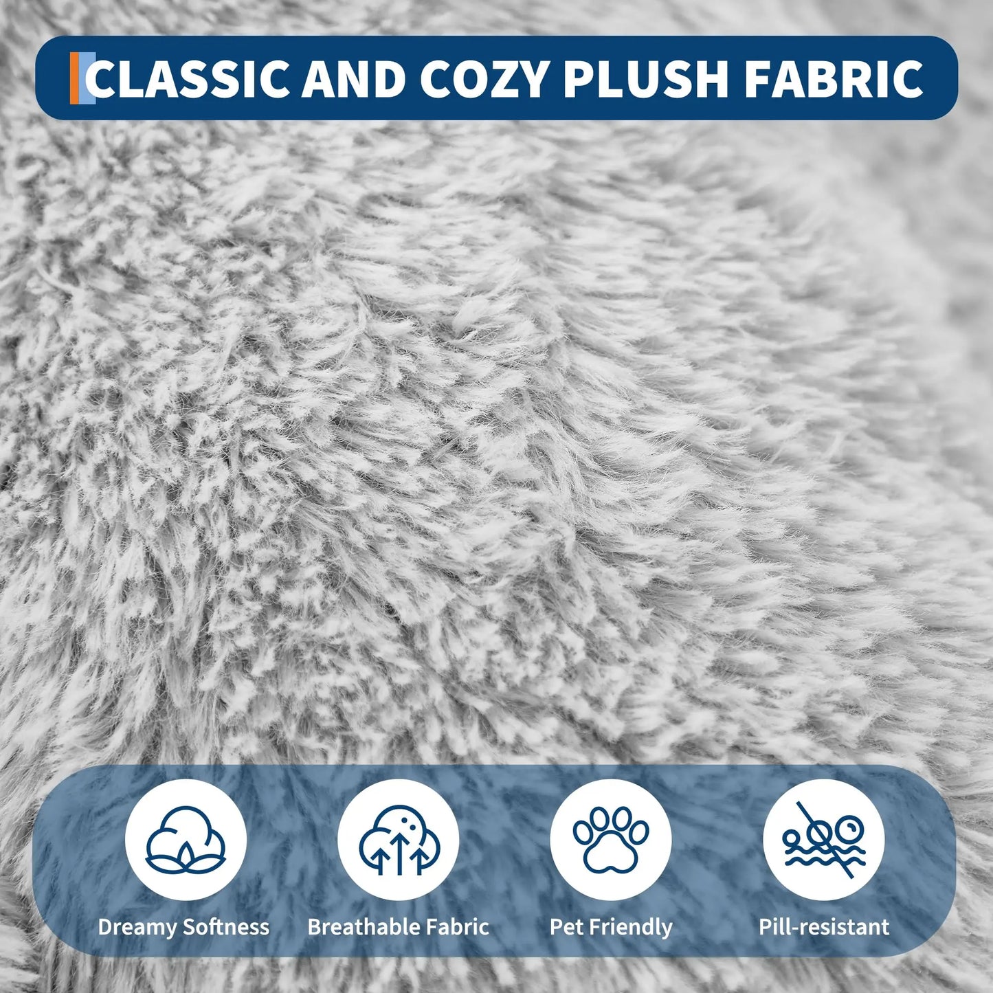 Oversized Human Dog Bed Orthopedic Faux Fur Pet Bed With Pillow Side Pocket Waterproof Lining & Anti-Slip Bottom