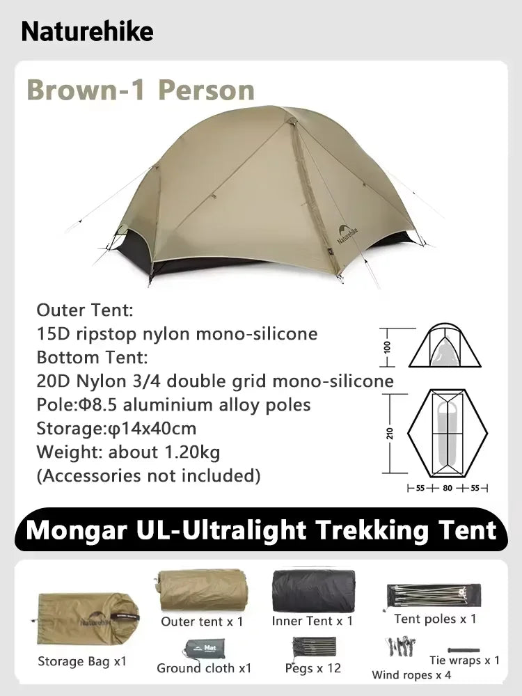 1 Person Tent Ultralight Camping Tent Outdoor Travel Double Layer Waterproof Tent 3 Season Hiking Tent