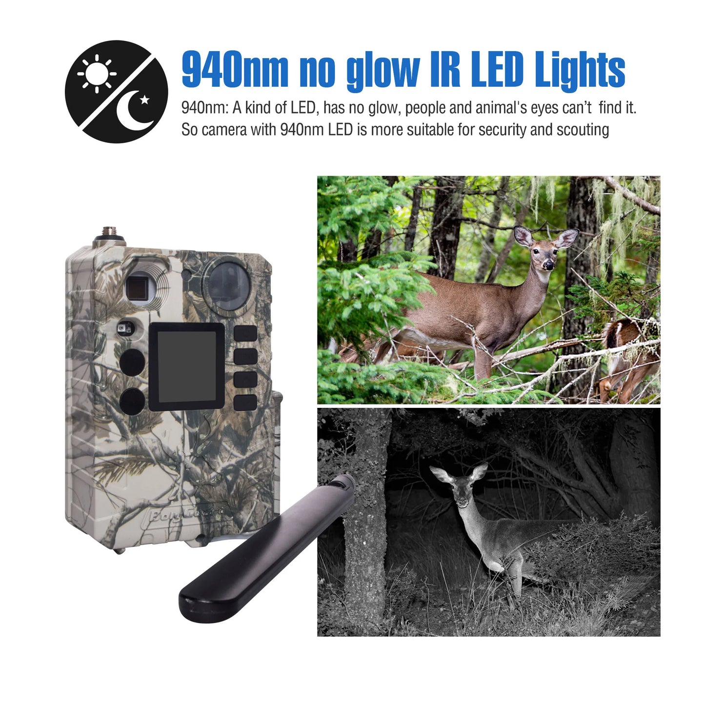 BG310-M Cellular Trail Hunting Camera 4G Wireless 18MP/720P Black IR 940nm Invisible Outdoor Wildlife Security Camera