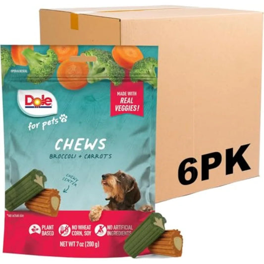 For Pets, Dog Chews Assorted Broccoli + Carrot Vegetable-Flavored Treats No Artificial Colors, Flavors or Preservatives No Wheat
