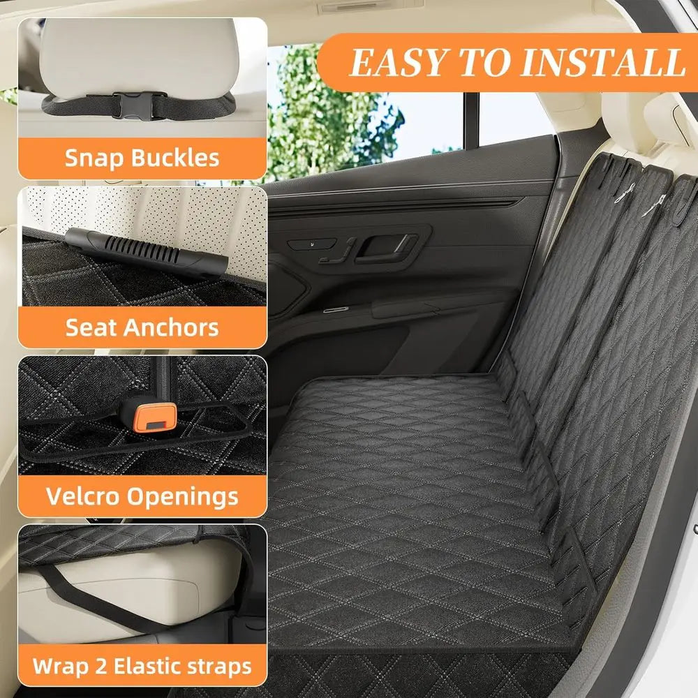 Car Seat Cover, Back Seat Pet Bed Mat Protector Waterproof Bench Seat Cover, Nonslip Pet Car Bed Dog Hammock for Car, SUV, Truck