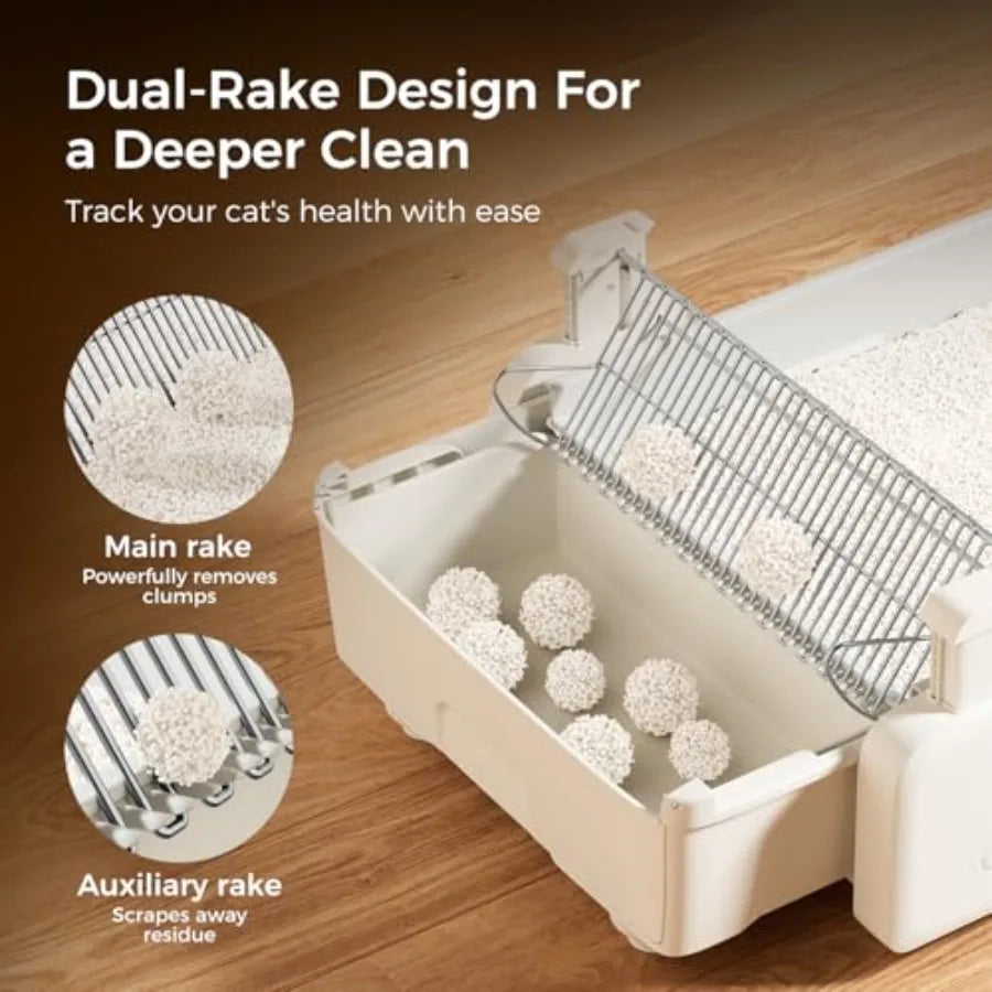 Self Cleaning Litter Box, 2026 Upgraded Open-Top Automatic Cat Litter Box for Multiple Cats, Weight Sensors Safety Protection/App Control
