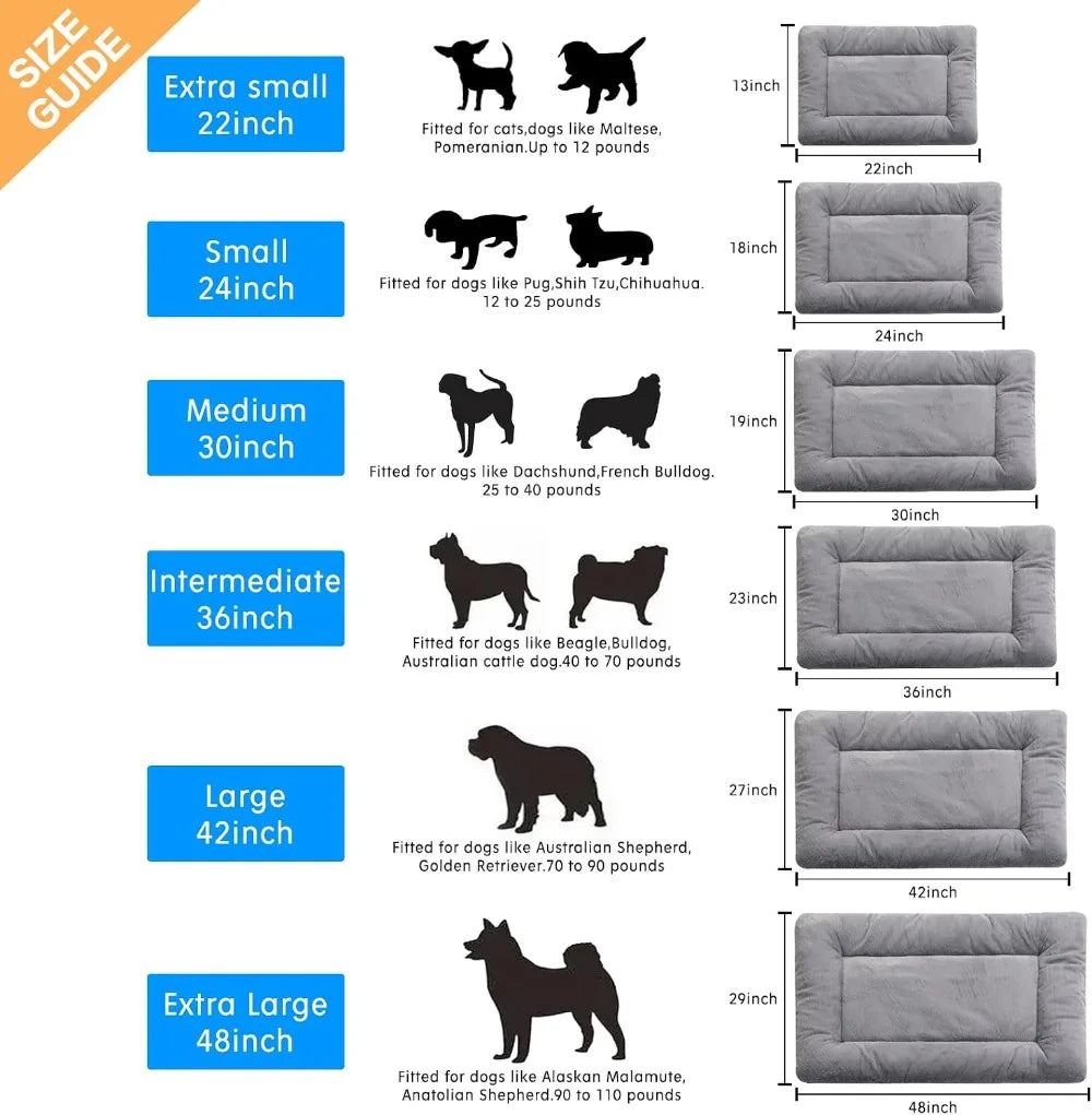 Washable Anti-Slip Dog Crate Pad for Medium/Large Dogs, Gray 42in