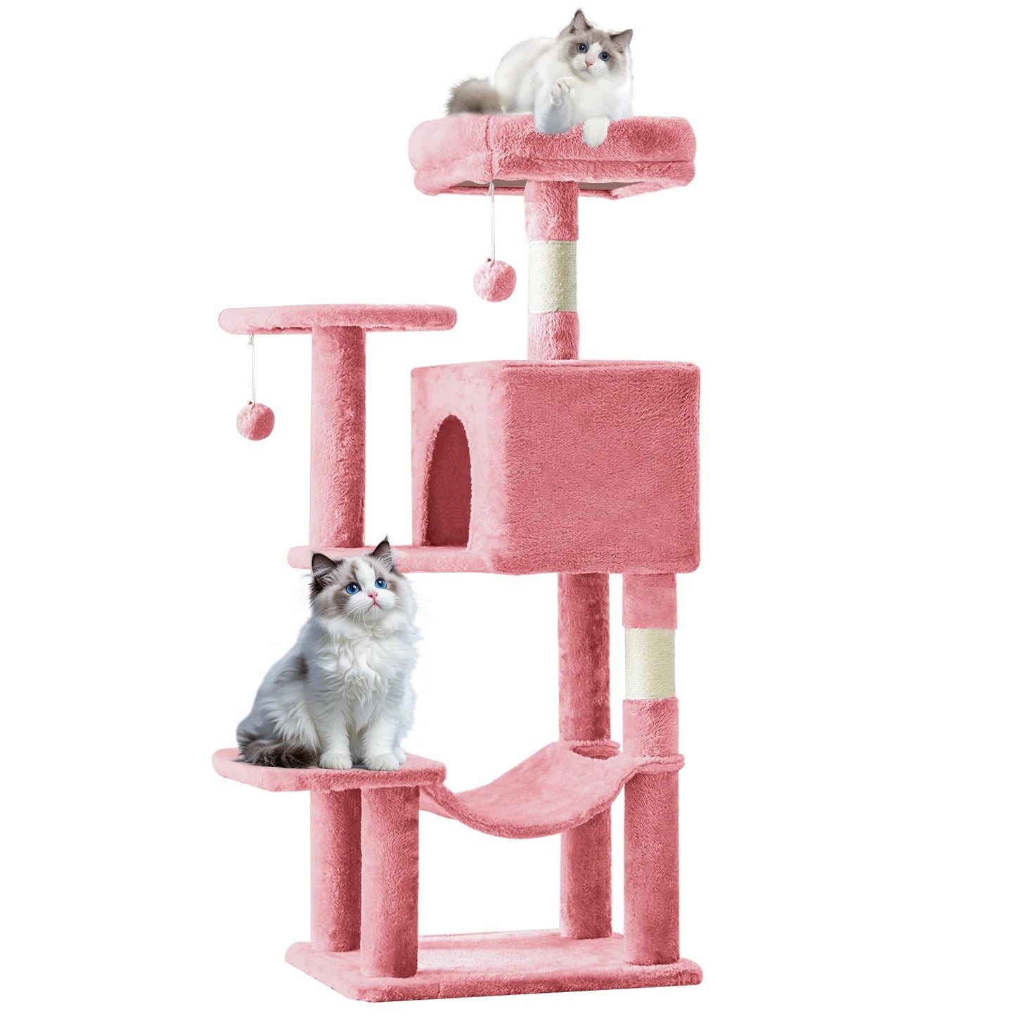 44IN Cat Tree Tower, Cat Climbing Tower with Natural Sisal Scratching Posts, Pet Condo for Indoor Cats and Kittens Play