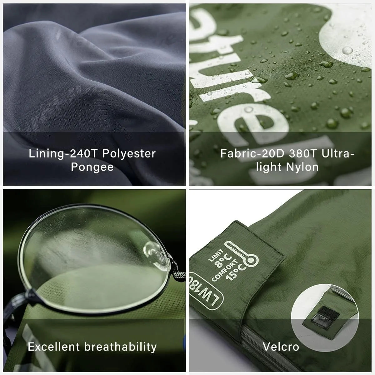 Ultralight Sleeping Bag Large LW180 Envelope Backpacking Sleeping Bag Portable Waterproof Summer Camping Sleeping Bag